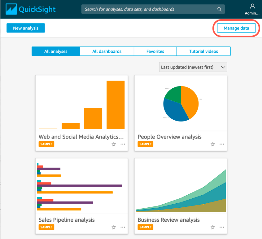 Create business intelligence dashboards using Amazon QuickSight